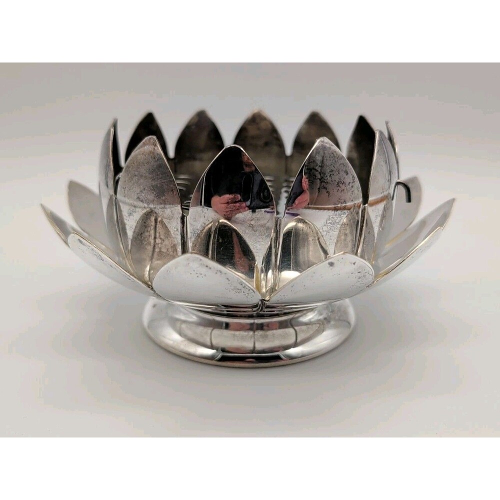 Vintage LEONARD Silverplate 3-Piece Candelabra Lotus Flower Frog